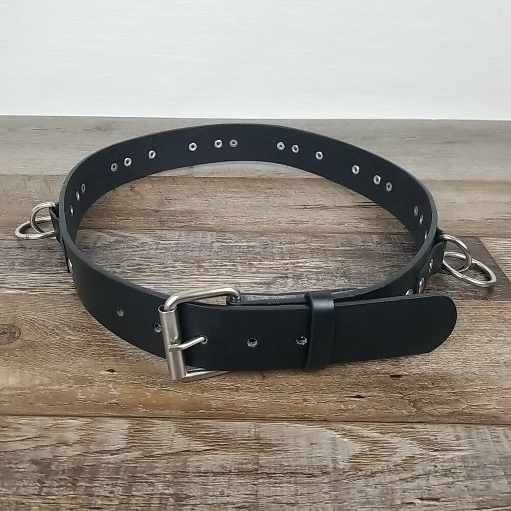 Hot Topic Black Bonded Leather O-Ring Belt Size Medium 32-34 Goth Punk Y2K Alt